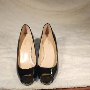 Black Peep-Toe Heels